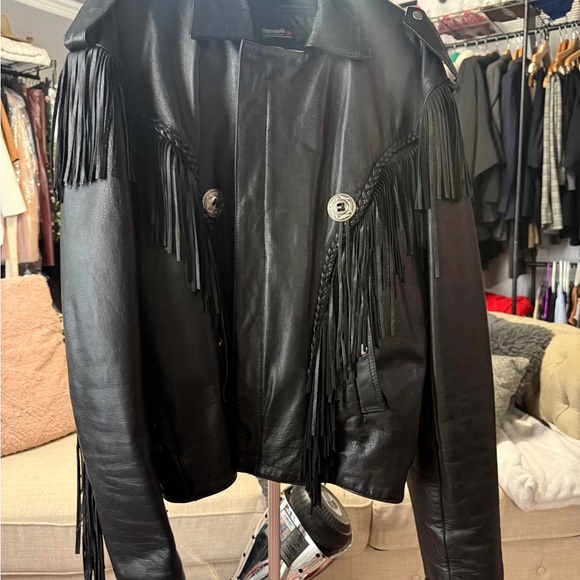 Jackets & Blazers - Black Leather Fringe Jacket